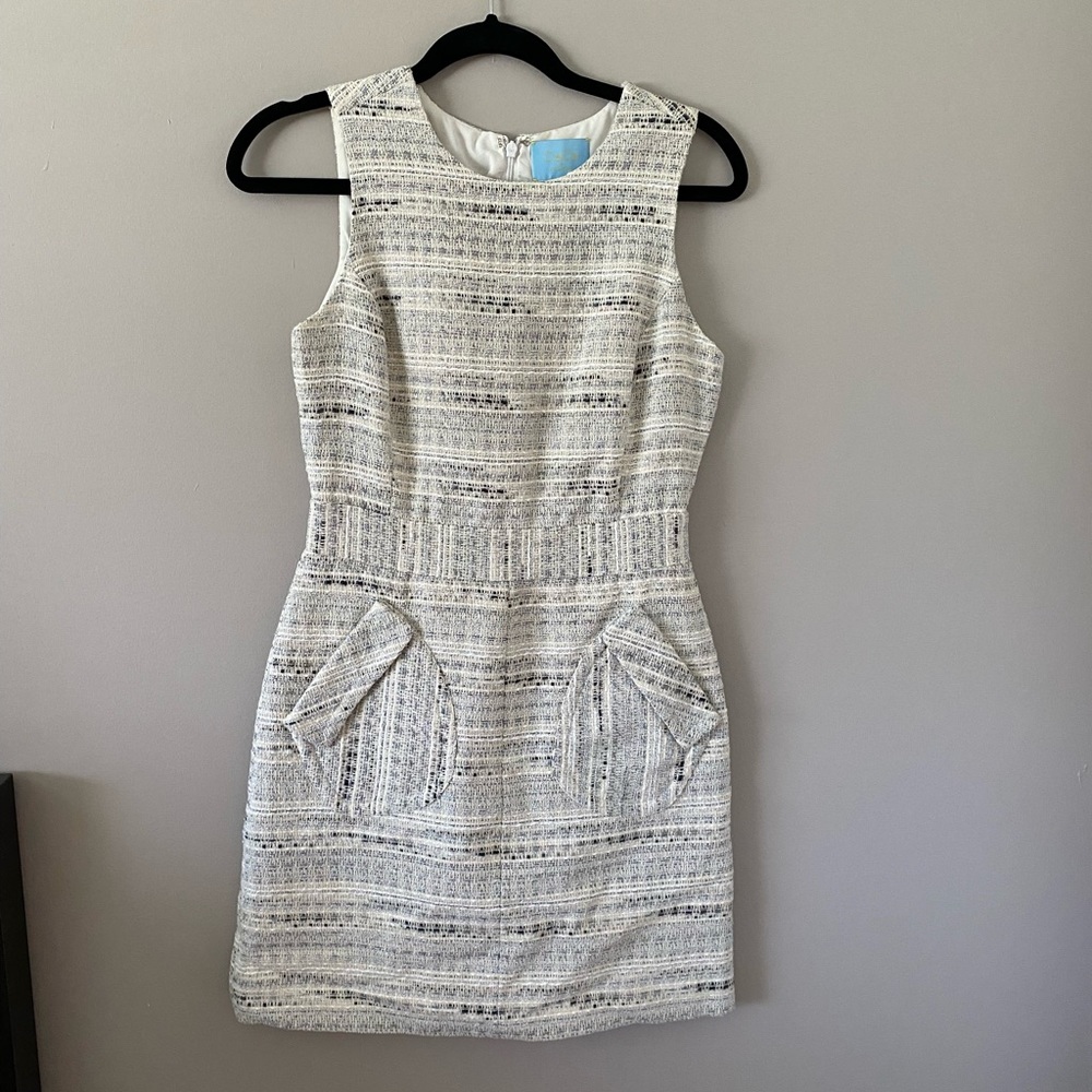 CeCe Cream and Black Tweed Sheath Dress